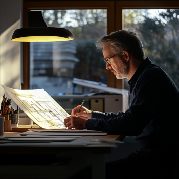 Architect designing house extension